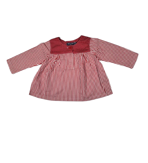 Blouse à rayures rouge 12 mois
